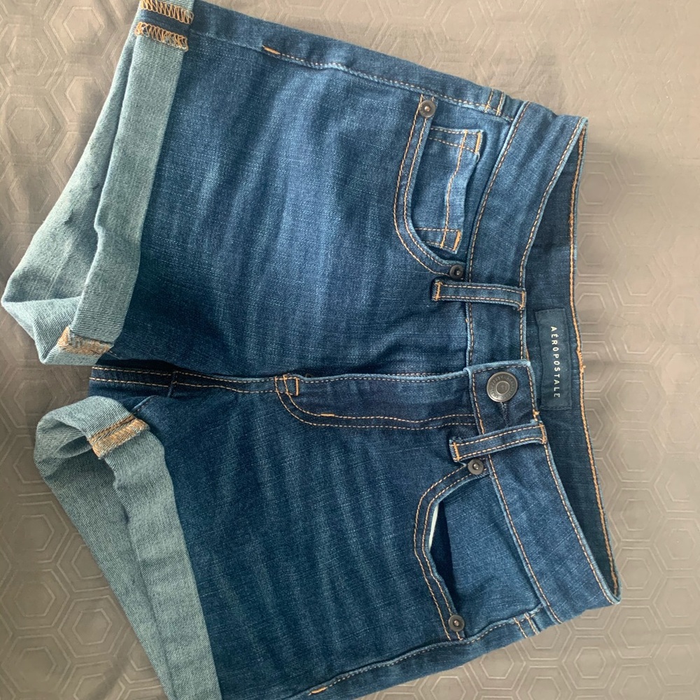 dark denim shorts
